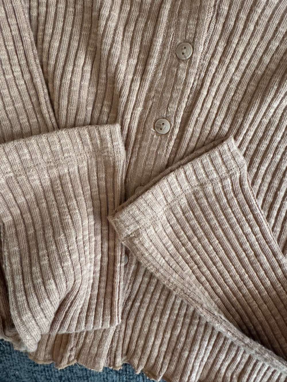 bp Ribbed Button-Front Cardigan in Camel Tan - Picture 4 of 4